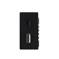 Greito krovimo lizdas FEELSPOT 1/2 USB+C Juodas