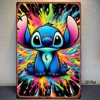 1pc Disney Stitch Metal Wall Art - Colorful Graffiti Retro Tin Sign 8 x12  (20x30cm) with Pre-Drilled Holes, Durable Iron Home D 20x30cm（7.8x11.8inch）
