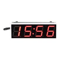 Mini automobilio skaitmeninis laikrodis Termometras Voltmeteris 3 IN 1 LED ekranas Skaitmeninis laikmatis Voltmeteris Elektroniniai interjero priedai raudona