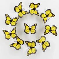10Pcs 3D Monarch Butterfly Sticker Fake Butterflies For Crafts Artificial Butterfly Wall Decor For Home Bedroom Wedding Party geltona