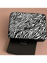 YSL makeup bag, featuring a zebra print design and zipper closure, suitable for everyday use, work, travel, and school. juoda