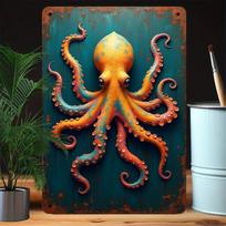 1 vnt. retro aštuonkojo metalinė sienos dekoracija - ryškiai žalios ir rustic aliuminio dekoratyvinis skydelis, tinkamas naudoti patalpose 20x30cm（7.8x11.8inch） brown