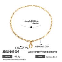 Youthway Minimalist Style Splice Chain Design Necklace Stainless Steel  Gold Color O Shape Pendant Ot Clasp Women'S Necklace