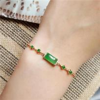 Original New In Inlaid Sun Green Rectangular Egg-Shaped Bracelets For Wome Elegant Charm Creative Vintage  Jewelry 17-20cm