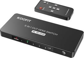 HDMI jungiklis 4K, HDMI skirstytuvas 5 in 1 Out su IR nuotolinio valdymo pulteliu, jungiklis 5 prievadų selektorius palaiko HDCP 2.2 HDR10 3D 18Gbps 4K 3D HDR, skirtas TV Stick HDTV Xbox