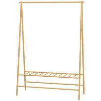 HOMCOM Drabužių stovas iš bambuko, drabužių stovas su lentynomis ir kabliukais, prieškambario, svetainės, miegamojo, 116 x 43,5 x 160 cm, natūralaus medžio