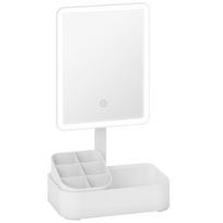 Įkraunamas kosmetinis veidrodis su LED apšvietimu, pasukamas 180°, su 2 apšvietimo režimais, baltas
