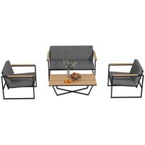 "Outsunny" sodo baldų komplektas 4 asmenų oro sąlygoms atsparus balkono baldų komplektas su 2 sėdimų vietų sofa, 2 kėdžių sėdynės pagalvėlė, šoninis stalas, lauko sėdimųjų vietų grupė, terasos baldų sodo komplektas, skirtas sodo terasai, balkonui, pilka s