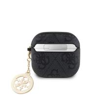 Guess 4G Script PC/PU Charm dėklas skirtas Apple AirPods 4 juodos spalvos