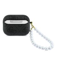 Guess PU 4G Classic Logo Pearl Strap dėklas skirtas Apple AirPods Pro 3 juodos spalvos
