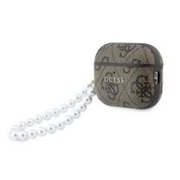 Guess PU 4G Classic Logo Pearl Strap dėklas skirtas Apple AirPods Pro 3 rudos spalvos