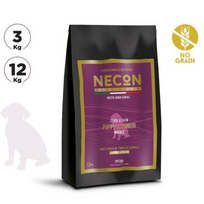 Necon Zero Grain Dog Puppy Pork, Pea, Horse Bean begrūdis sausas pašaras šuniukams su kiauliena ir žirniais - 3 kg