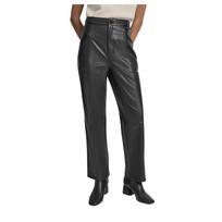 Kelnės moterims, Juoda, Faux leather high ri