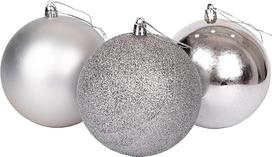 10cm/6vnt Atsparūs dužimui sidabriniai kalėdiniai baubliai Kalėdų eglutės dekoracijos Bauble ornamentai Baubliai Kalėdų dekoracijos Šventinė dekoracija Blizgus matinis blizgesys