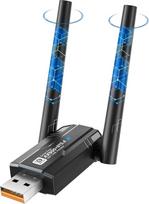 2-in-1: WLAN6 ir 5.4 "Bluetooth" adapteris staliniam nešiojamajam kompiuteriui 2,4 GHz / 5,8 GHz dažnių juostos "WiFi" dongle didelio stiprumo dviejų dažnių juostų 5 dBi antenos belaidžio tinklo adapteris, suderinamas su "Windows 10/7/8/8.1/XP/Vista