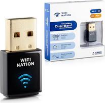"WiFi Nation" belaidis belaidis Dongle Mini 802.11ac AC600 USB WiFi adapteris "Realtek RTL8811AU" Dviejų dažnių 2,4 GHz arba 5 GHz palaiko "Windows", "MacOS" ir "Linux