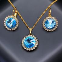 Papuošalų rinkinys moterims DiamondSky Clarice (Aquamarine Blue) su Swarovski kristalais