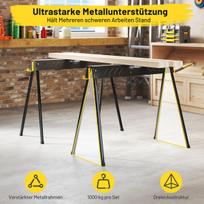 Costway darbo stalo komplektas iš 2, keliamoji galia iki 500 kg, sulankstomas pjūklas su 2 x 4 atraminėmis svirtimis, 94 x 47 x 74 cm, juodas