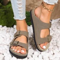 Nauji Unisex 35-43 Vyriški Moteriški Kamštiniai Šlepetės Odiniai Mulas Klumpės Šlepetės Aukštos kokybės Minkštos Kamštienos Dviejų Sagčių Slides Avalynė 40 smėlis