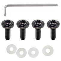 Valstybinio numerio varžtai M6*15mm 4 vnt. rinkinys Titano automobilio valstybinio numerio rėmelio varžtai Apsaugos nuo vagystės varžtai su L formos raktu (Juoda) M6 juoda
