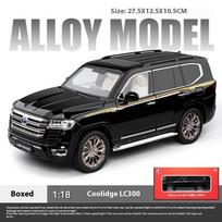 1/18 mastelio Toyota Land Cruiser lydinio automobilio modelis, vaikiškas žaislas su autentišku garsu ir šviesomis, aukščiausios kokybės kolekcinis daiktas automobilių entuziastams juoda