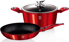 Berlinger Haus puodo ir keptuvės rinkinys Copper Metallic Touch Line BH-1291, raudonas, 3 dalių