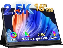 "UPERFECT" nešiojamasis monitorius 2,5K 16 colių nešiojamasis ekranas QHD 2560 x 1600 IPS mobilusis ekranas su apsauginiu dėklu HDMI Type-C nešiojamajam kompiuteriui, kompiuteriui, telefonui, suderinamas su VESA