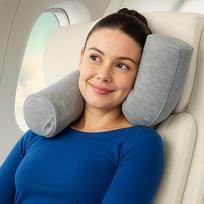 Reguliuojama atminties putplasčio kelioninė kaklo pagalvė lėktuvui, biurui, miegui. 4 sezonų atrama kaklui, smakrui, juosmeniui. Sulankstoma. Ergonomiška kaklo pagalvė. 64x9.6cm pilka