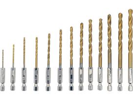 Grąžtų rinkinys su Hex 6.3 mm (1/4") galu | titano nitridas | 1.5 - 6.5 mm | 13 vnt (21655)
