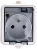 Kos Elektro System 121432 HYDRO Vienas hermetiškas lizdas su/be IP44 su dūmų sklende balta 121432