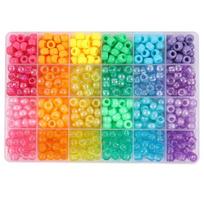 720 VNT 6*9mm Kandi karoliukų apyrankių gaminimo rinkinys Vaivorykštiniai plaukų karoliukai Pony karoliukai Auskaras