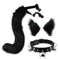 Anime Animal Tail Cosplay kostiumai Rekvizitai Katės Lapės Pliušinės uodegos Vaidmenų žaidimas Helovino vakarėlis Kawaii Priedai Tail length 50cm juoda