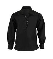 Juodi Škotijos aukštumos Jacobean Jacobite Ghillie Kilt marškinėliai L juoda