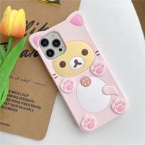 Mielas meškiukas iPhone 17 Pro max 16 15 14 13 12 Mini 11 Pro Max Xs XR 6 7 8 Plus SE Kawaii katė Silikoninis minkštas dėklas iPhone 17 Pro Max
