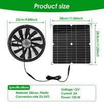 Solar Panel Fan Solar Exhaust Fan Mini Ventilator Solar Panel Powered Fan Air Extractor for Dog Chicken House RV Greenhouse Fan