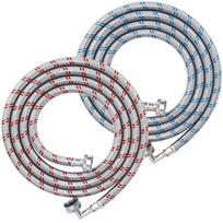 A78E-4FT Washing Machine Hoses Set, 2 Pack Core Braided Stainless Steel Burst-Proof Washer Hoses With 90 Degree Elbow