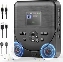 Nešiojamasis CD grotuvas FELEMAN CD grotuvas "Bluetooth" su garsiakalbiais / ausinėmis / ekranu, įkraunamas Discman, CD grotuvas automobiliui su FM siųstuvu, su TF kortelių skaitytuvu, 3,5 mm AUX kabeliu, juodas