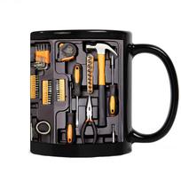 Mechaniko įrankių dėžės puodelis, 11oz keraminis Mechaniko įrankių dėžės kavos puodelis gimtadieniui, Padėkos dienai, metinėms, įrankių dėžės arbatos puodelis, juokinga dovana vyrui One Size black