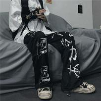 Men's Causal Pants 2022 Black Hip Hop Male Joggers Trousers Fashion Streetwear Pants Japanese Streetwear Pants Harajuku Fashion M juoda/balta
