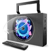 Nešiojamas CD grotuvas Boombox su Bluetooth - Įkraunamas CD grotuvas su FM radiju, USB, AUX, nuotolinio valdymo pultu - Stereo garso sistema su 4000 mAh baterija juoda
