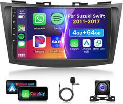 4G ir 64G 9 colių automobilinis radijo imtuvas Suzuki Swift 2011-2017 m. su "Carplay Android" belaidžiu ryšiu, 1280 x 720, "Android 13", jutiklinis ekranas, "Bluetooth", RDS/FM radijas, "WiFi Navi", atbulinės eigos kamera