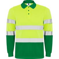 Techninė polo marškiniai vyrams POLARIS L/S, sodo žalia/flūro geltona