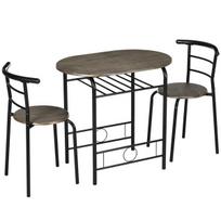 Bistro valgomojo komplektas: stalas ir 2 kėdės, 80×53×74,5 cm, juodas