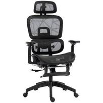Ergonominė biuro kėdė su porankiais, galvos ir juosmens atrama, tinklelis, pakojis, juoda