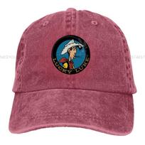 Cowboy in Circle Layered Baseball Cap Men Hats Women Visor Protection Snapback Lucky Luke Cartoon Comic Caps One Size