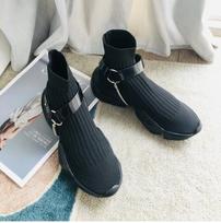 Mados dizainerio moteriški bėgimo bateliai Paryžiaus megztos aulinės basutės Tamprios sportbačiai Laisvalaikio kvėpuojantys bateliai moterims zapatos de mujer 39 juoda
