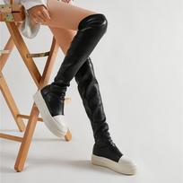 Fashion Brand New Ladies Chunky High Heels Thigh High Boots Fashion Solid Platform women's Over The Knee Boots Casual Comfy Woman Shoes 35 juoda