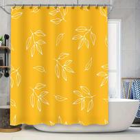 Luxurious Bathing Experience Modern White Leaves Print Shower Curtain in Vibrant Mustard Yellow for Bathroom Decor Privacy Pro 90x180cm