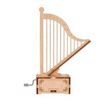 Pasidaryk pats Trimatės rankų darbo arfos modelis Medinis dėlionė Rankomis sukama muzikos dėžutė Vaikų surinkimo dėlionė 6cm * 4cm * 15.5cm