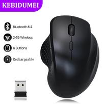 Belaidė pelė Įkraunama „Bluetooth“ pelė 1600 DPI Tylios pelės 2,4G USB žaidimų imtuvas „Mackbook“ PC nešiojamojo kompiuterio priedams